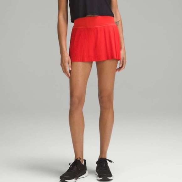 lululemon athletica Dresses & Skirts - lululemon skort Pleat to Street Mid-Rise Skirt Tennis Golf Hot Heat Red 14 XL